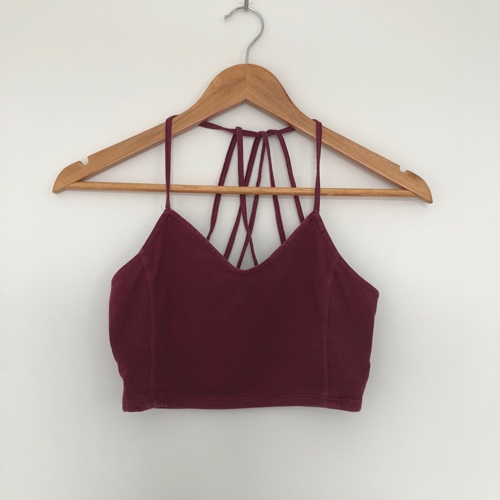 Berry American Eagle Crop Top w Strappy Back